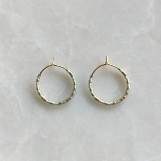 Lovarth- Créoles Morse Love - Boucles d'oreilles - vert sauge et doré
