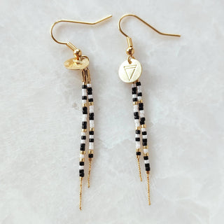 Lovarth - Boucles d'oreilles Love Morse - Noir et Blanc