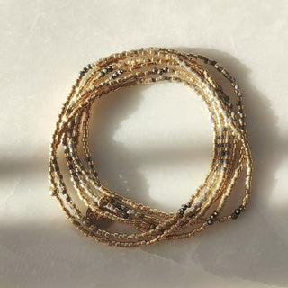Lovarth - Sautoir bracelet multi rang - perles dorées et pyrite