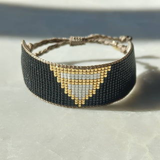 Lovarth - Bracelet Triangle Noir et Doré