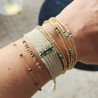 Lovarth - Bracelets stack - Doré et turquoise