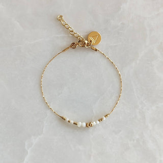 Lovarth - Bracelet perles de nacre - Doré et blanc - Mariage