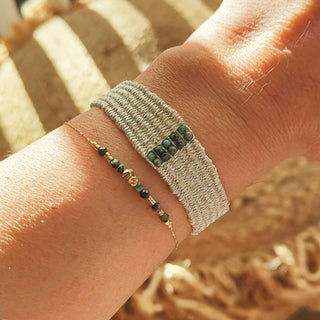 Lovarth - Bracelet tissé textile - doré et turquoise
