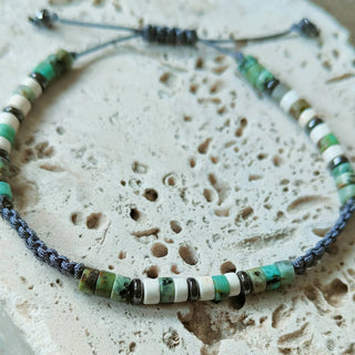 Bracelet Homme - Pierres Naturelles - Turquoise Gris Blanc
