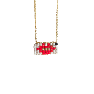 Lovarth -Collier tissé lips - pendentif bouche rouge